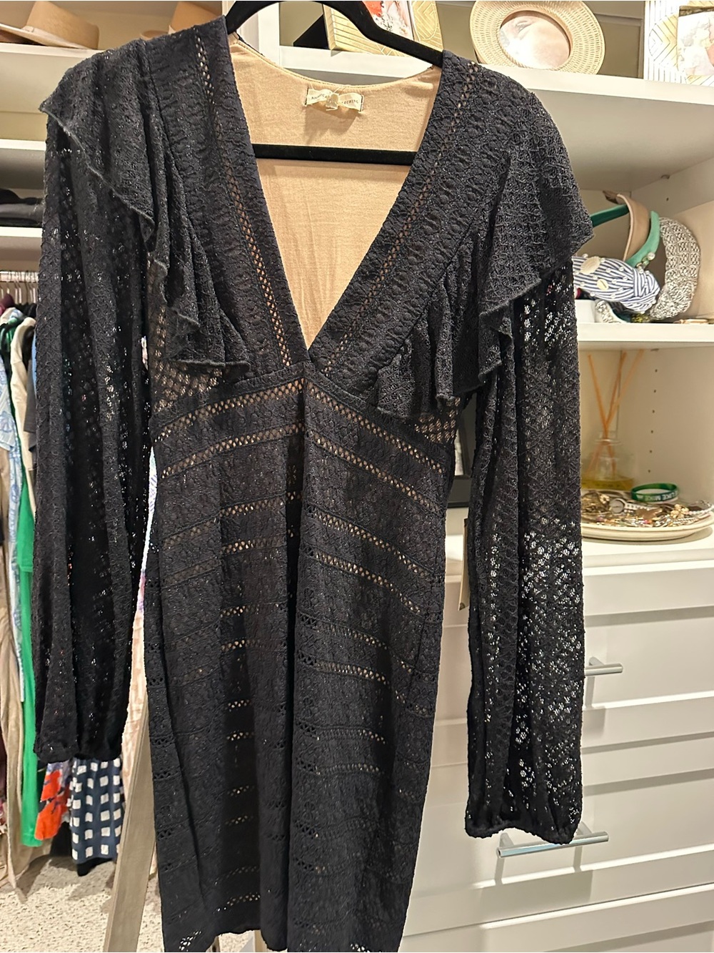 Nightcap Black V-Neck Long Sleeve Dress